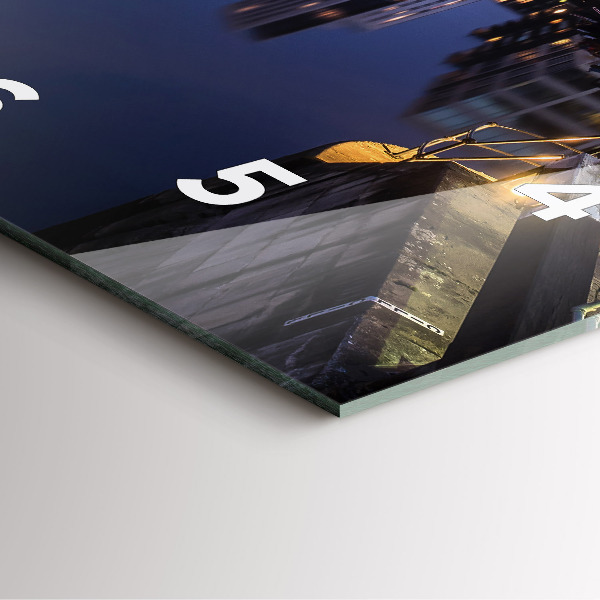 Skleněné hodiny čtvercové Noční osvětlené město