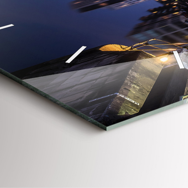 Skleněné hodiny čtvercové Noční osvětlené město