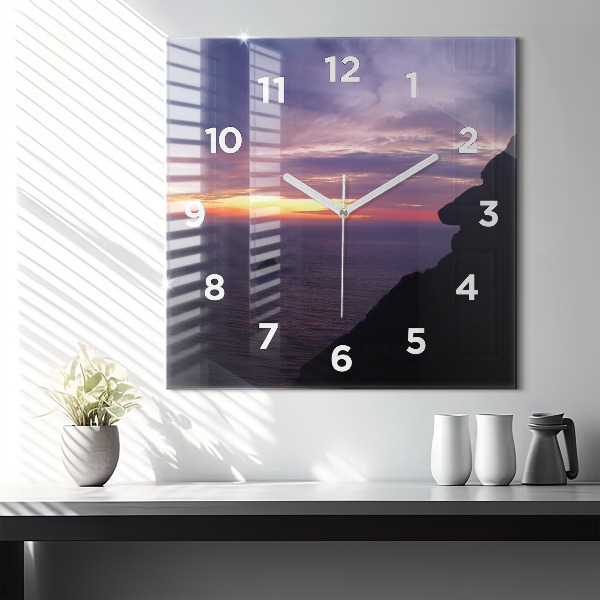 Skleněné hodiny čtvercové Kamenná hlava