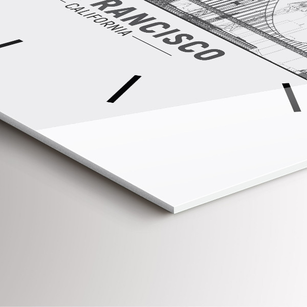 Skleněné hodiny čtvercové Panorama San Francisca