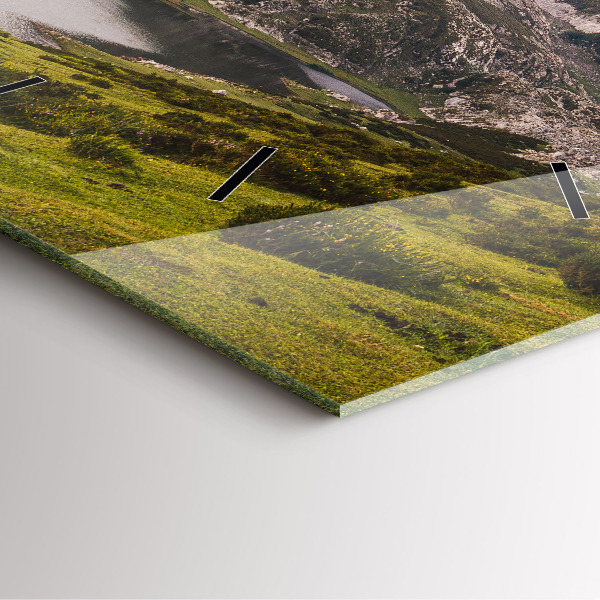 Skleněné hodiny čtvercové Jezero a hory Pyrenejí