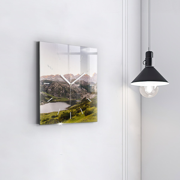 Skleněné hodiny čtvercové Jezero a hory Pyrenejí