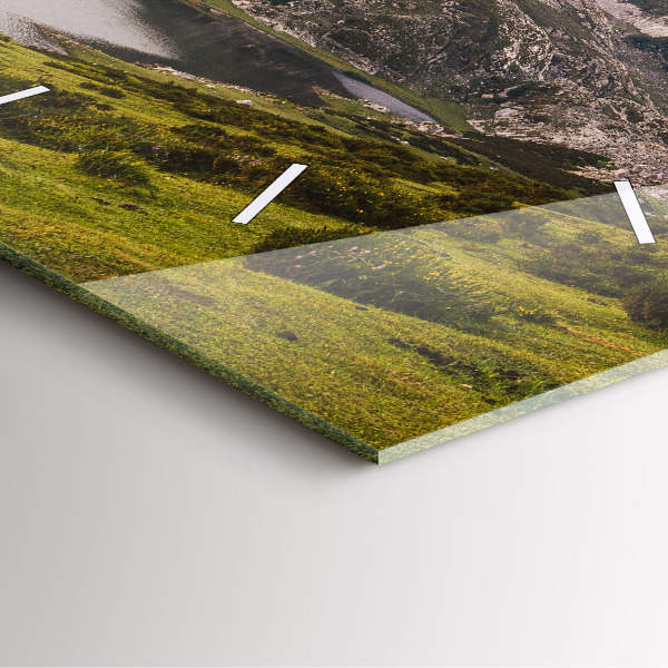 Skleněné hodiny čtvercové Jezero a hory Pyrenejí