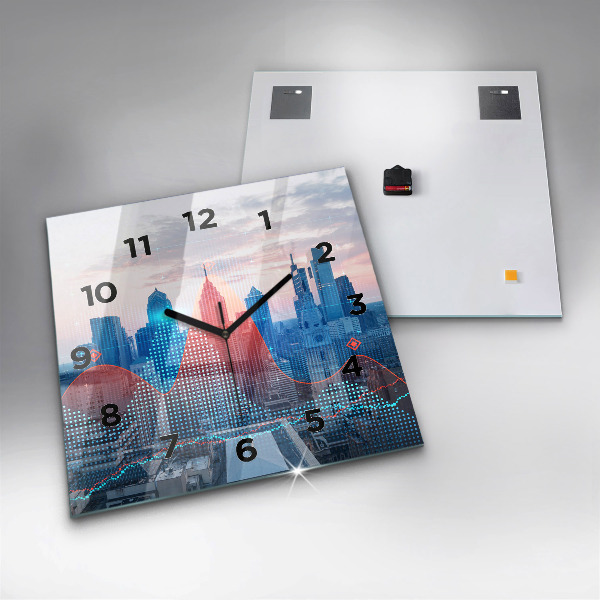 Čtvercové nástěnné hodiny Mrakodrapy ve Filadelfii