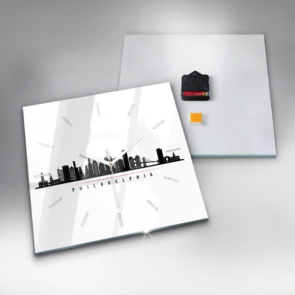 Skleněné hodiny čtvercové Ilustrace Philadelphia