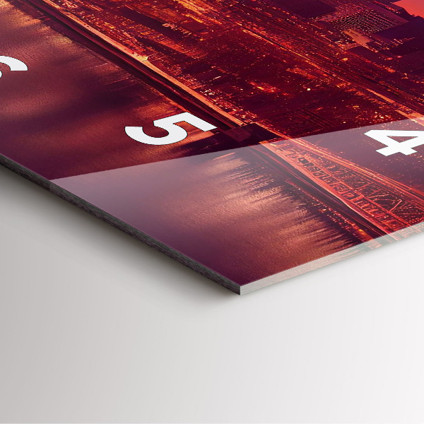 Čtvercové nástěnné hodiny Noční město ve Filadelfii