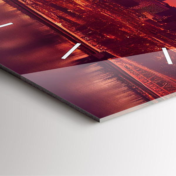 Čtvercové nástěnné hodiny Noční město ve Filadelfii