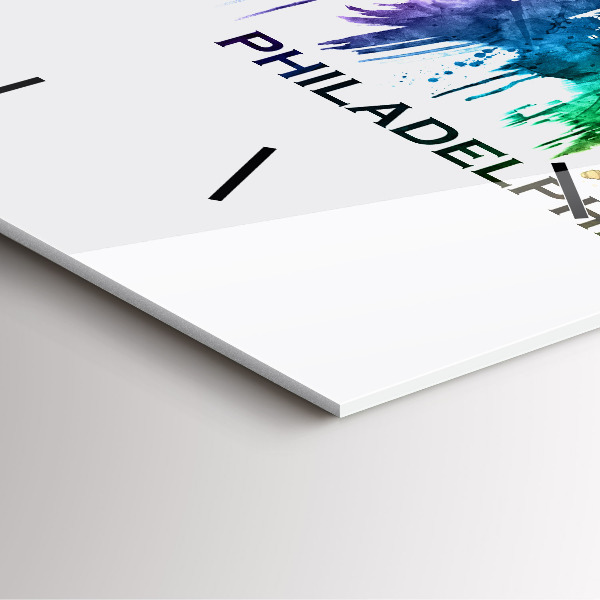 Čtvercové nástěnné hodiny Barevná Filadelfie