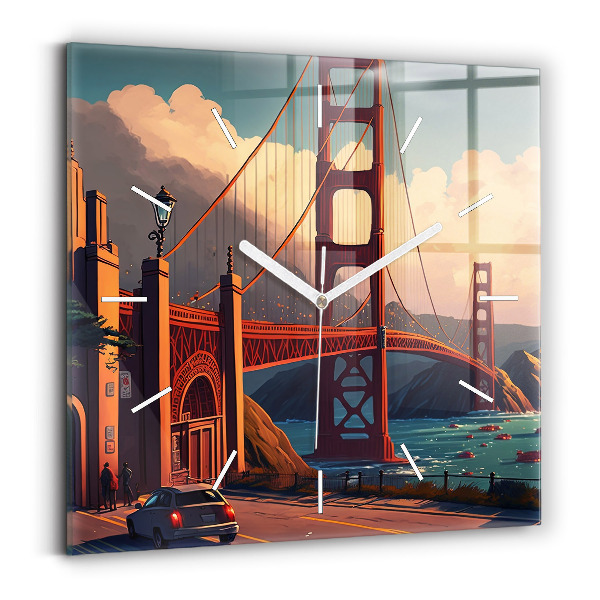 Čtvercové nástěnné hodiny Most v San Franciscu