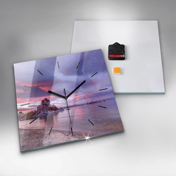 Skleněné hodiny čtvercové Východ slunce Kalifornie