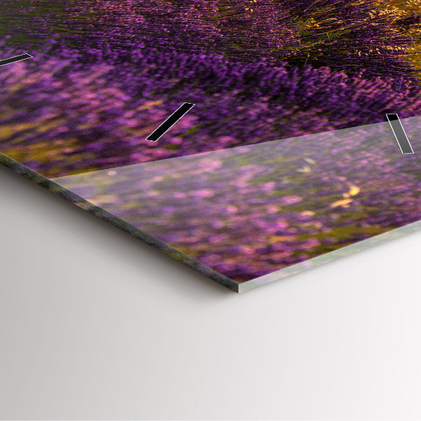 Skleněné hodiny čtvercové Levandulová louka Francie