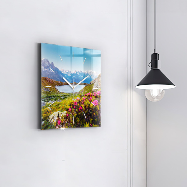 Čtvercové nástěnné hodiny Ledovec Mont Blanc Chamonix