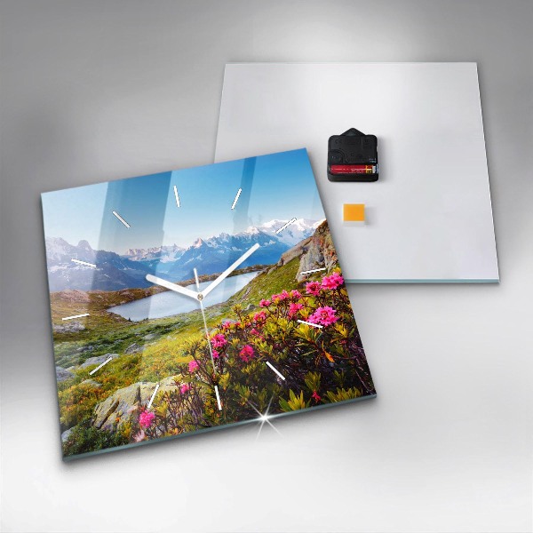 Čtvercové nástěnné hodiny Ledovec Mont Blanc Chamonix