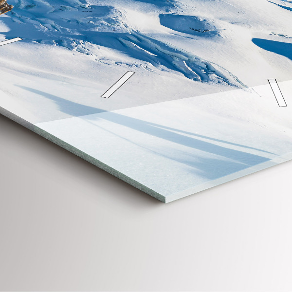 Skleněné hodiny čtvercové Lyžař v Alpách