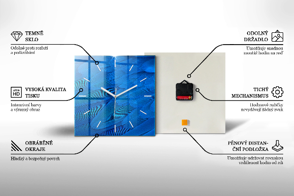 Skleněné hodiny čtvercové Lyžař v Alpách