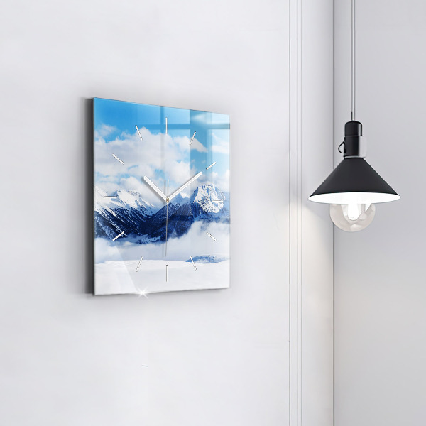 Čtvercové nástěnné hodiny Panorama hor