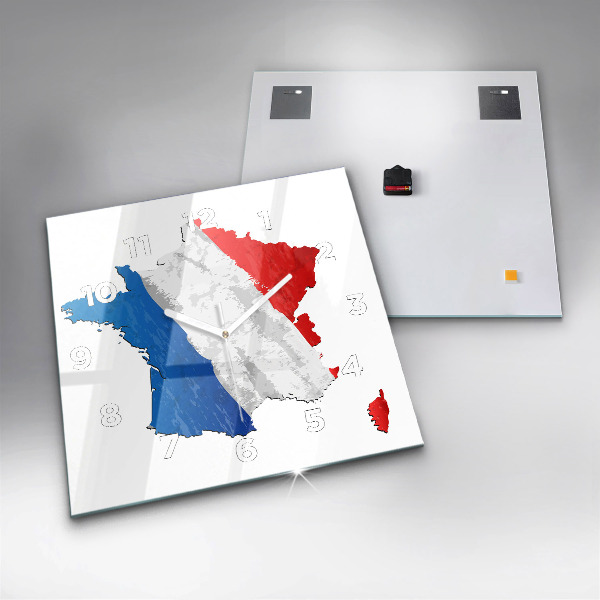 Skleněné hodiny čtvercové Vlajka Francie