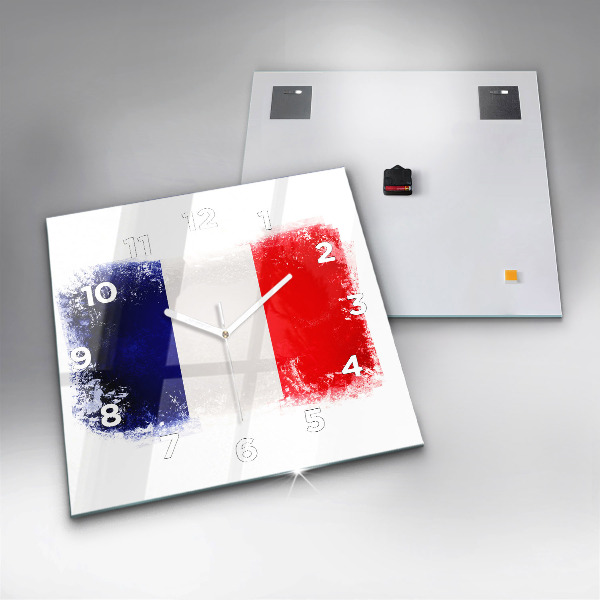 Skleněné hodiny čtvercové Vlajka Francie