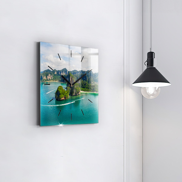 Skleněné hodiny čtvercové Ostrov v Thajsku