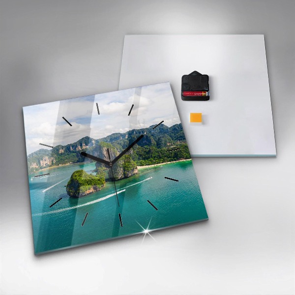 Skleněné hodiny čtvercové Ostrov v Thajsku