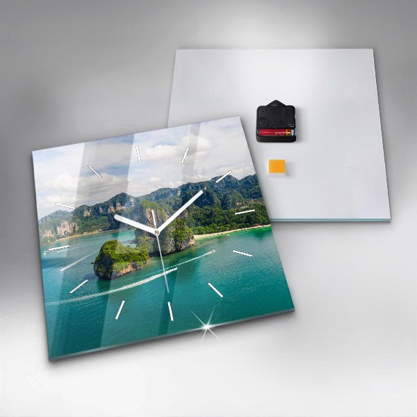 Skleněné hodiny čtvercové Ostrov v Thajsku