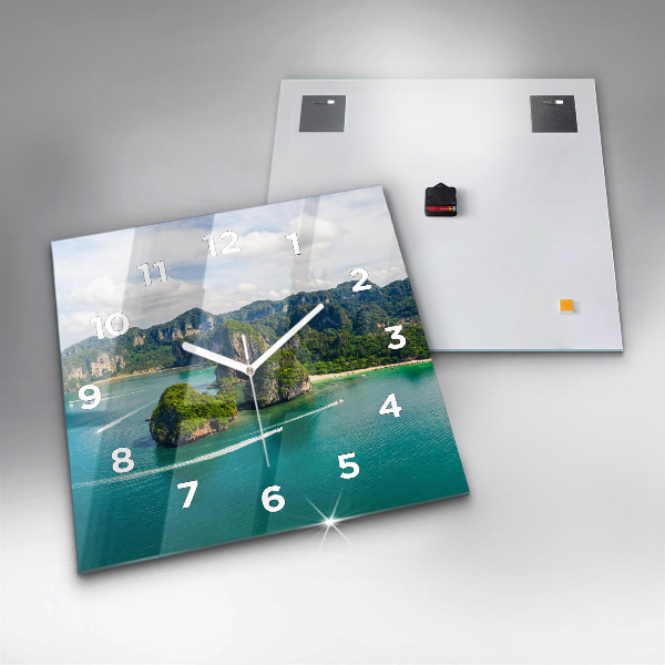 Skleněné hodiny čtvercové Ostrov v Thajsku