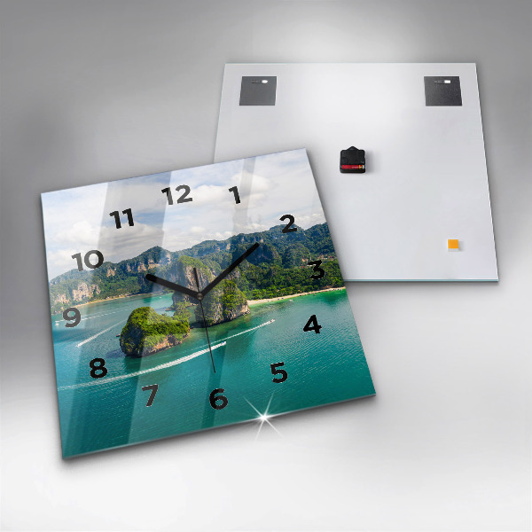 Skleněné hodiny čtvercové Ostrov v Thajsku