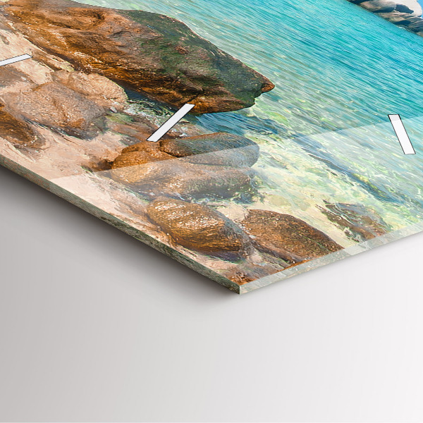 Skleněné hodiny čtvercové Krásná pláž v Thajsku