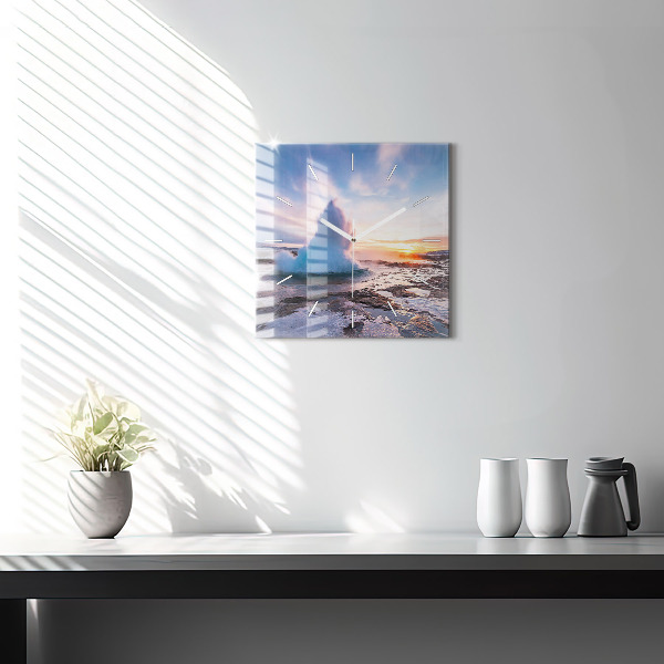 Skleněné hodiny čtvercové Gejzír na ostrově Island