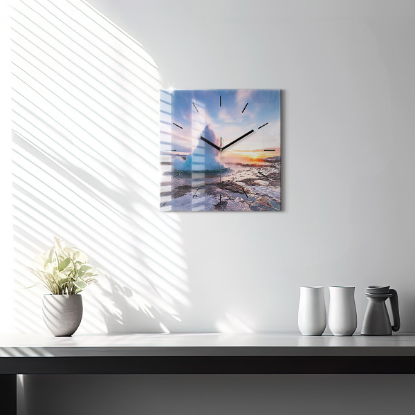 Skleněné hodiny čtvercové Gejzír na ostrově Island