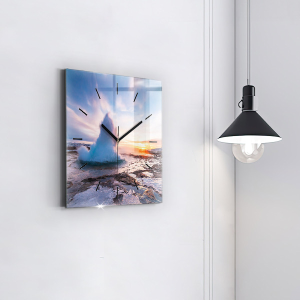 Skleněné hodiny čtvercové Gejzír na ostrově Island