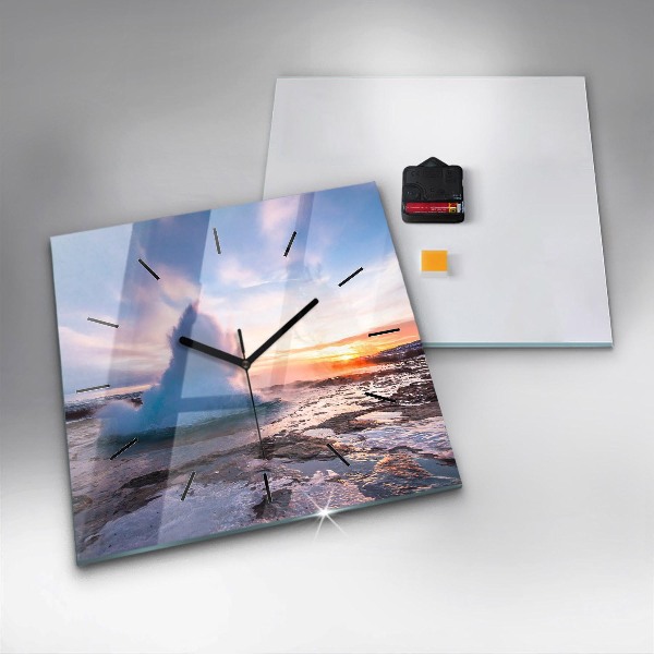 Skleněné hodiny čtvercové Gejzír na ostrově Island