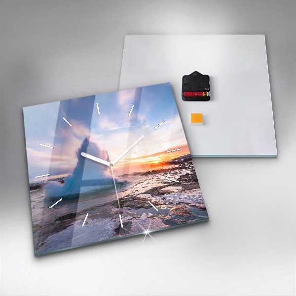 Skleněné hodiny čtvercové Gejzír na ostrově Island