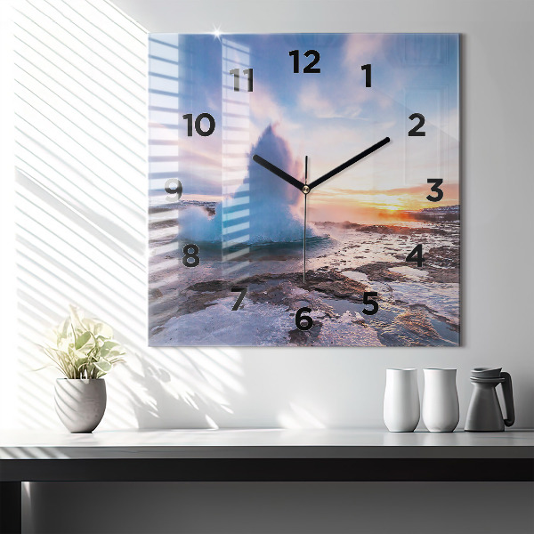 Skleněné hodiny čtvercové Gejzír na ostrově Island