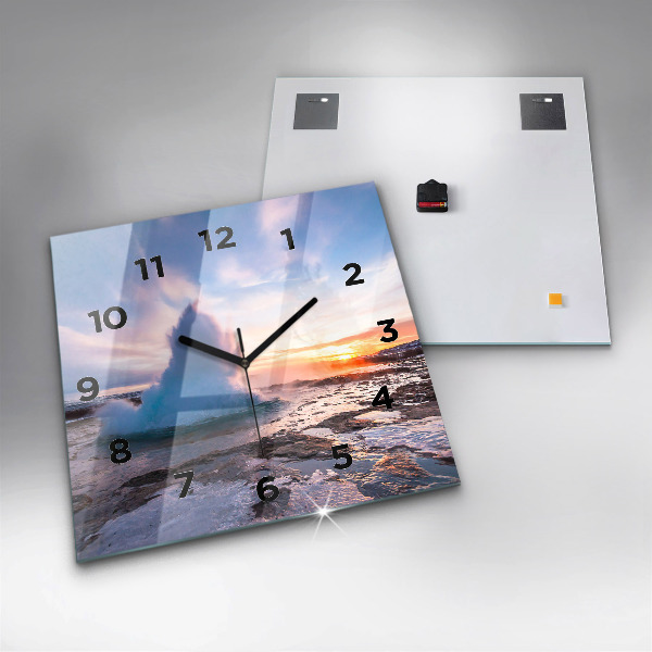 Skleněné hodiny čtvercové Gejzír na ostrově Island