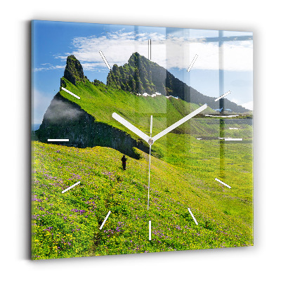 Čtvercové nástěnné hodiny Přírodní rezervace Hornstrandir Island