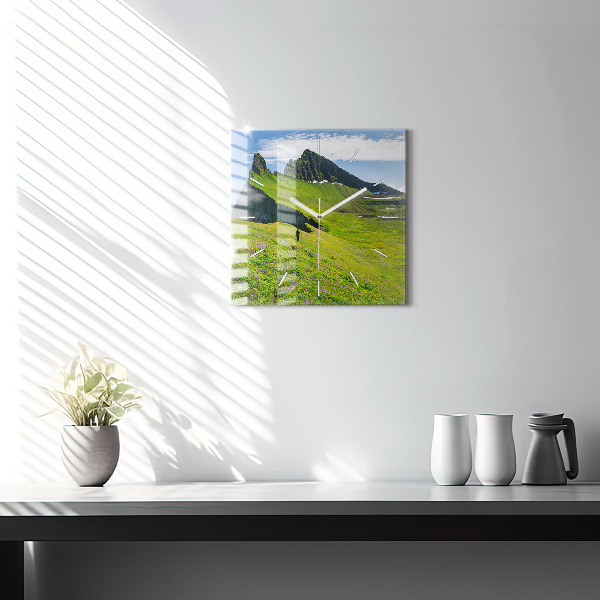 Čtvercové nástěnné hodiny Přírodní rezervace Hornstrandir Island