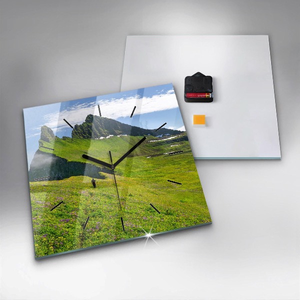 Čtvercové nástěnné hodiny Přírodní rezervace Hornstrandir Island