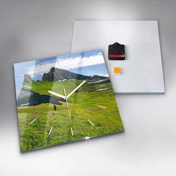 Čtvercové nástěnné hodiny Přírodní rezervace Hornstrandir Island