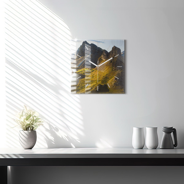 Skleněné hodiny čtvercové Silnice na Islandu