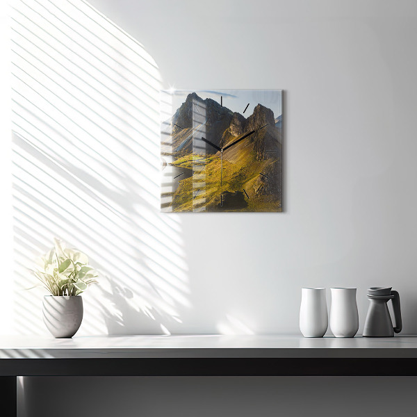 Skleněné hodiny čtvercové Silnice na Islandu