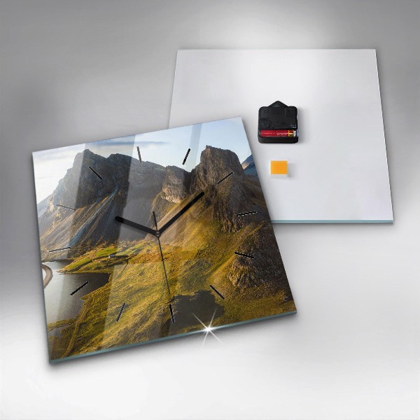 Skleněné hodiny čtvercové Silnice na Islandu