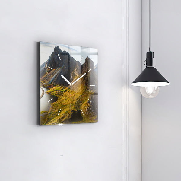 Skleněné hodiny čtvercové Silnice na Islandu