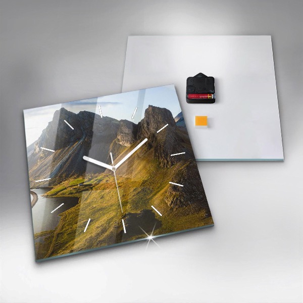 Skleněné hodiny čtvercové Silnice na Islandu