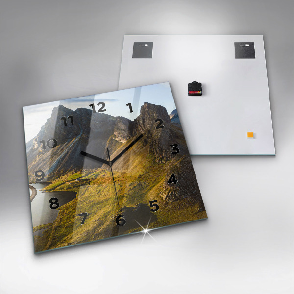 Skleněné hodiny čtvercové Silnice na Islandu