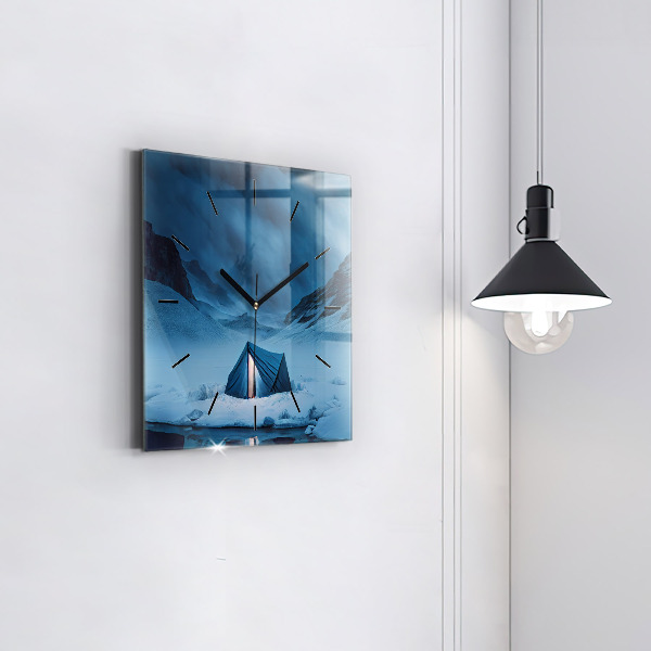 Čtvercové nástěnné hodiny Stan v islandských horách