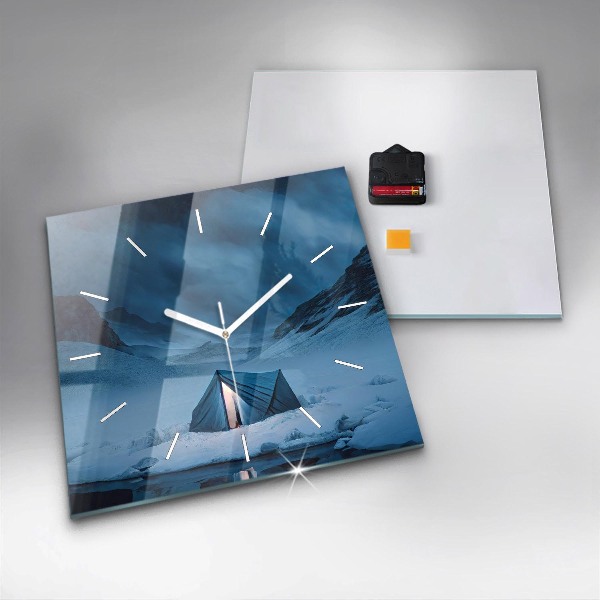 Čtvercové nástěnné hodiny Stan v islandských horách