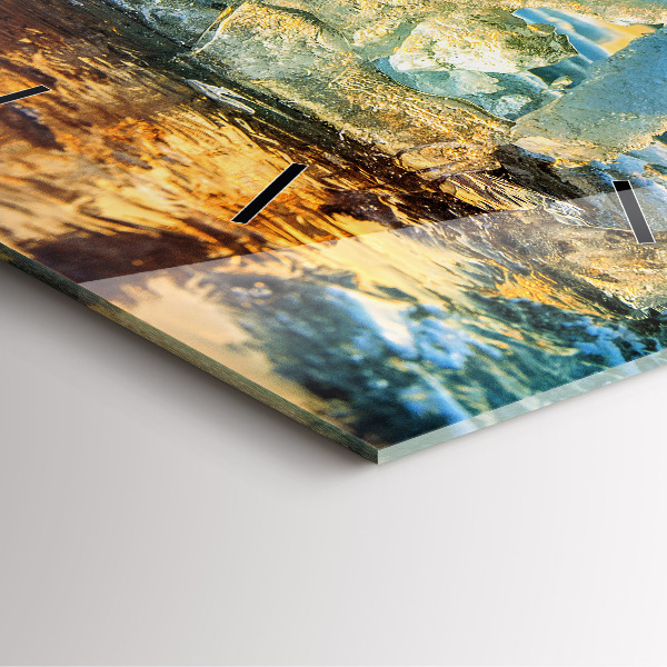 Skleněné hodiny čtvercové Ledovec a východ slunce