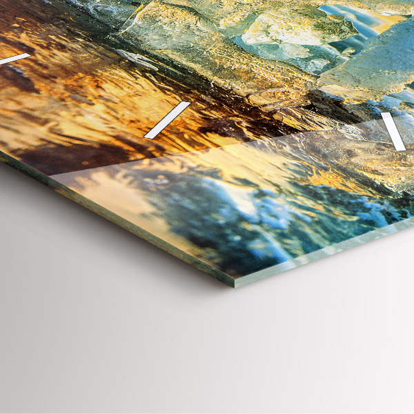 Skleněné hodiny čtvercové Ledovec a východ slunce