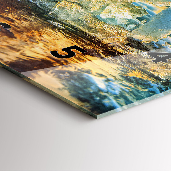 Skleněné hodiny čtvercové Ledovec a východ slunce